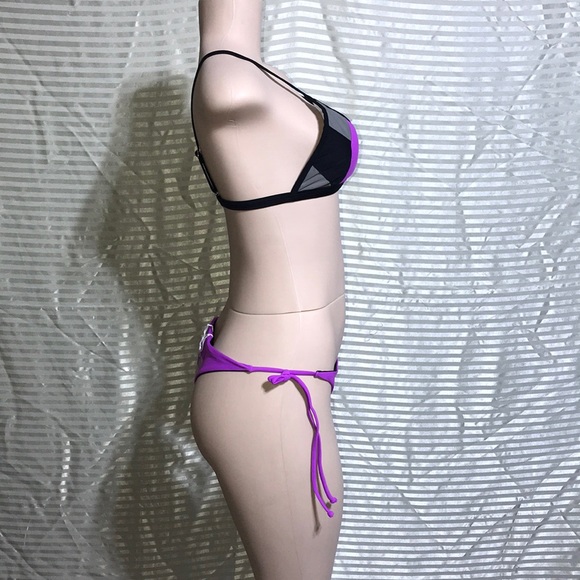 👙NWT Reversible Argyle Neon Purple String Bikini - Picture 9 of 16